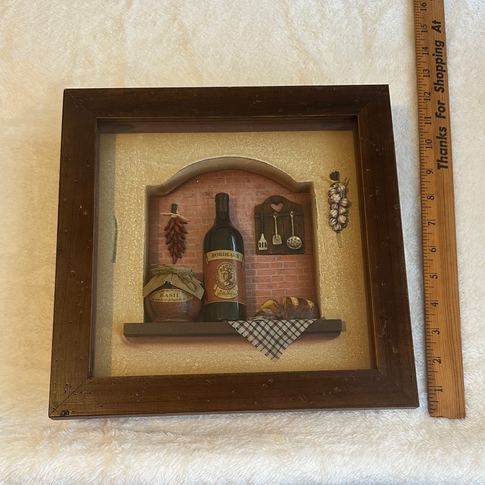 Vintage Art Wine Bottles 3D Shadow Box Antique Wine Theme Art NWT